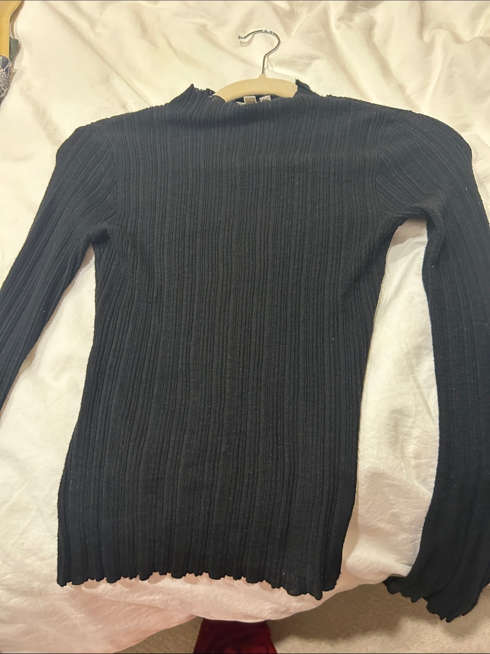 Women’s Black Ribbed Long Sleeve Mock Neck Top